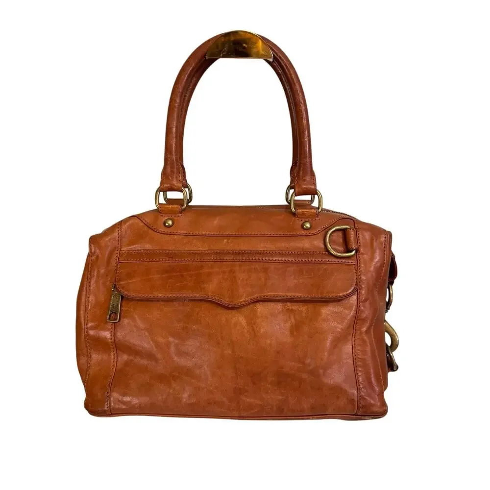 Rebecca Minkoff Mini Morning After Bag MAB Leather Satchel Handbag Brown